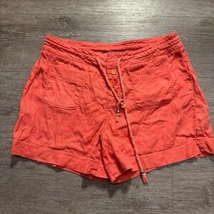 Level 99 Shorts Womens 27 Linen Blend Drawstring Cargo Pockets Lightweight Adult